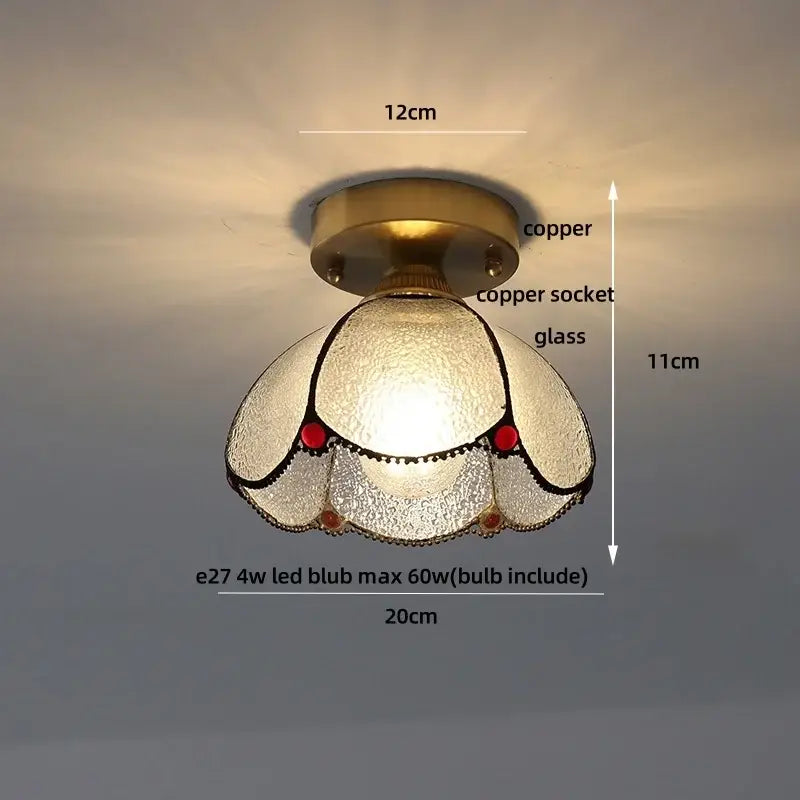 Modern butterfly glass tiffany ceiling light bedroom brass lamp