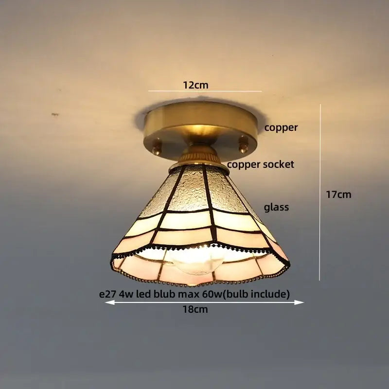 Modern butterfly glass tiffany ceiling light bedroom brass lamp