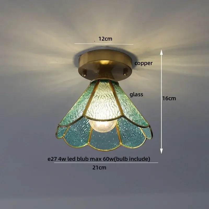 Modern butterfly glass tiffany ceiling light bedroom brass lamp