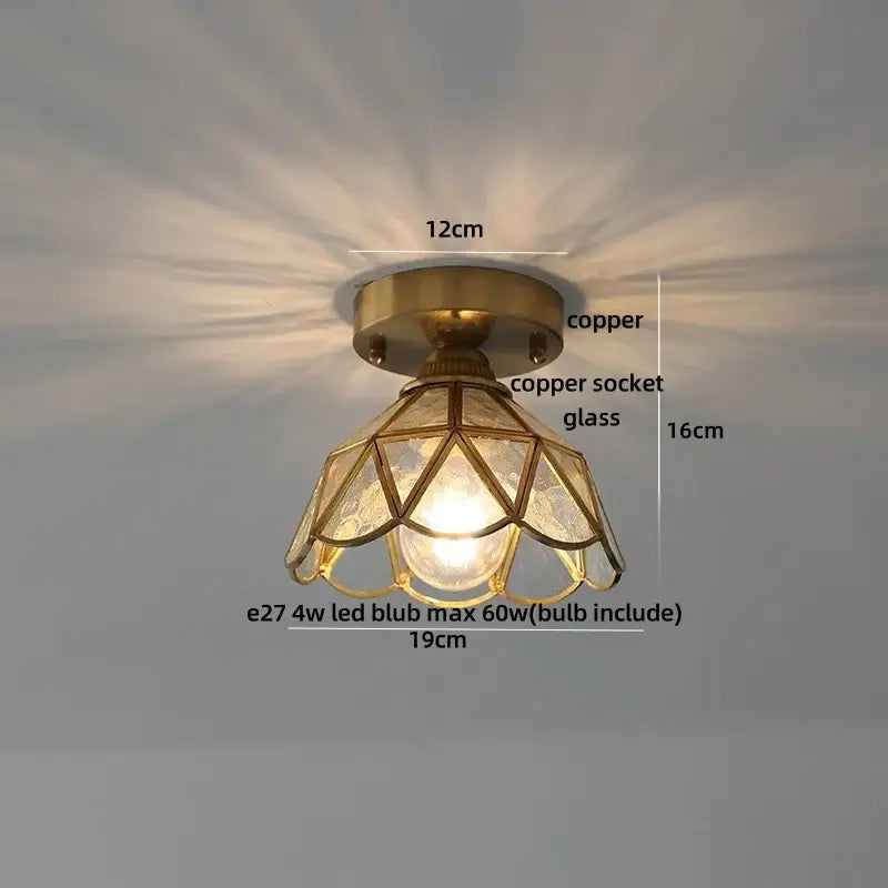 Modern butterfly glass tiffany ceiling light bedroom brass lamp