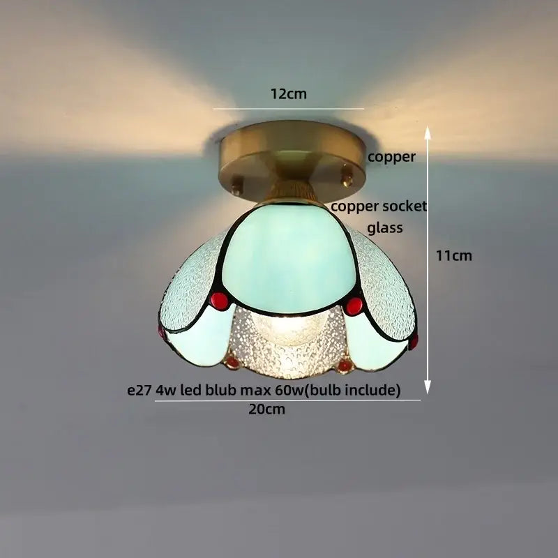 Modern butterfly glass tiffany ceiling light bedroom brass lamp