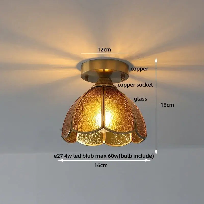 Modern butterfly glass tiffany ceiling light bedroom brass lamp