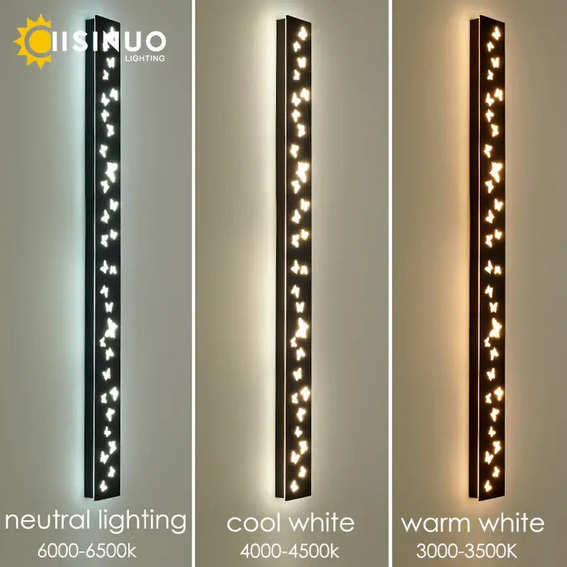 Modern butterfly pattern led outdoor wall sconce black yard light