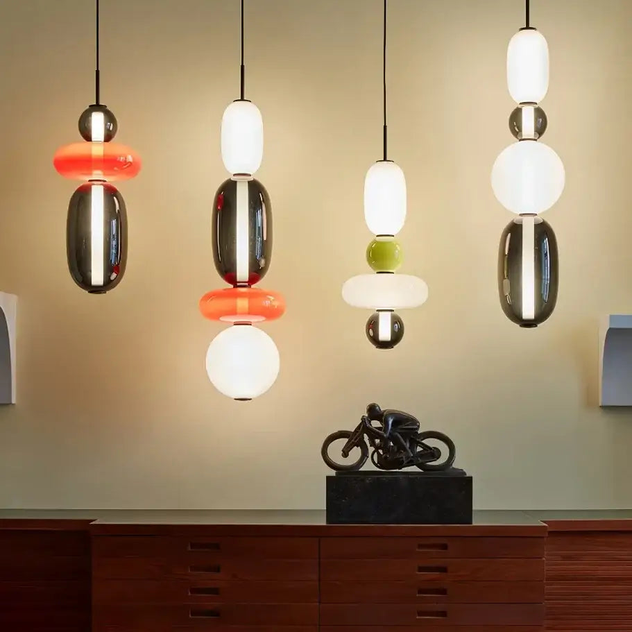Modern candy glass ceiling hanging chandelier for loft living room