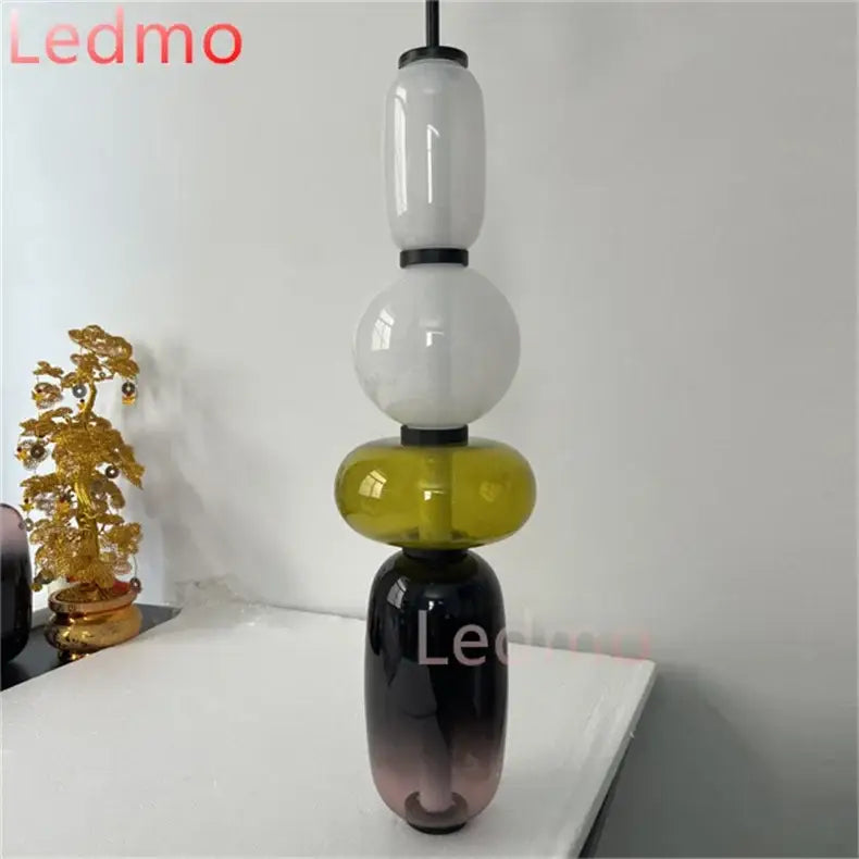 Modern candy glass ceiling hanging chandelier for loft living room