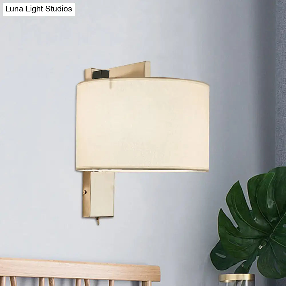 Modern charcoal fabric drum wall sconce bedroom light white & black