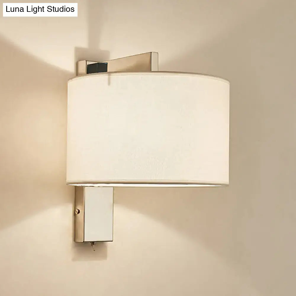 Modern charcoal fabric drum wall sconce bedroom light white & black