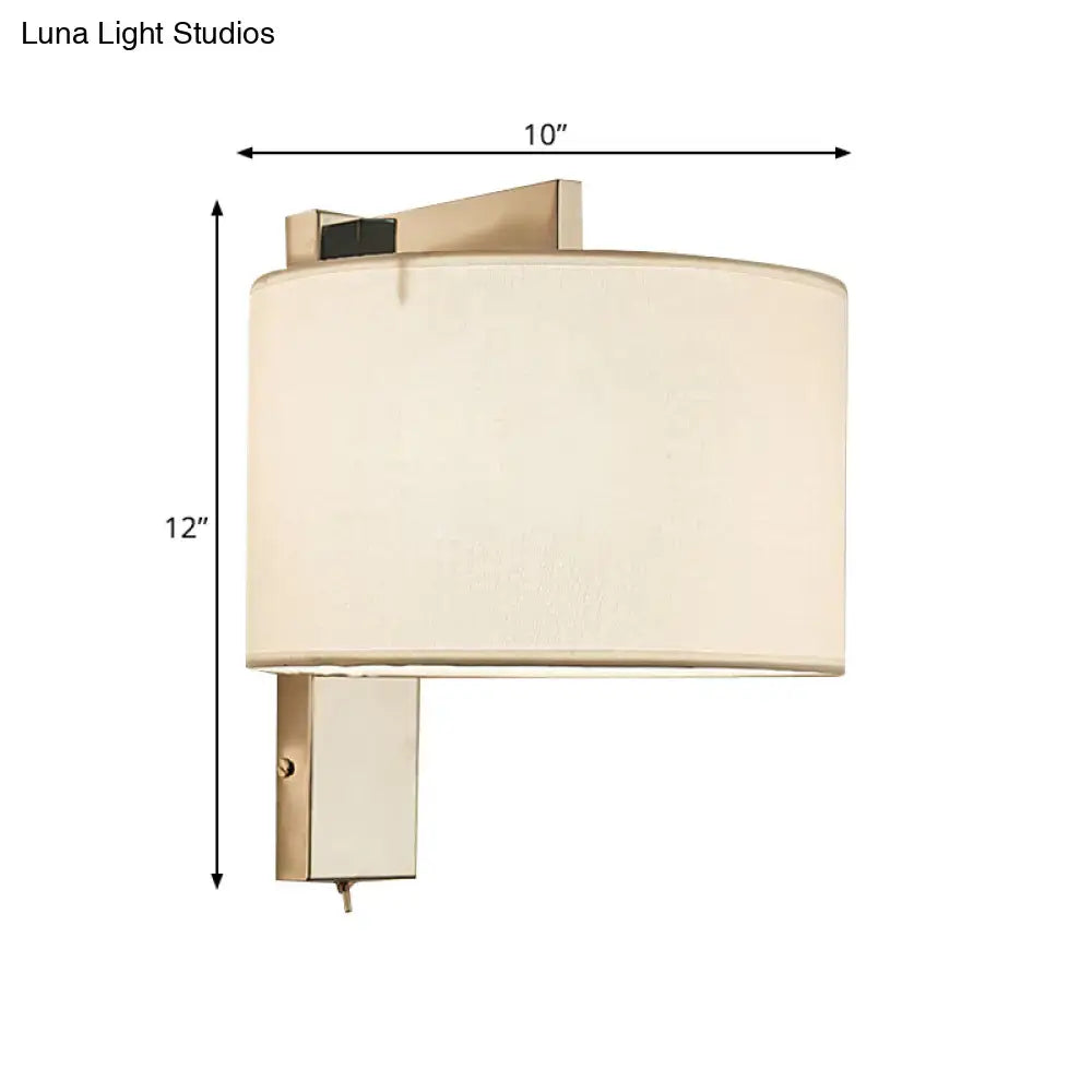Modern charcoal fabric drum wall sconce bedroom light white & black