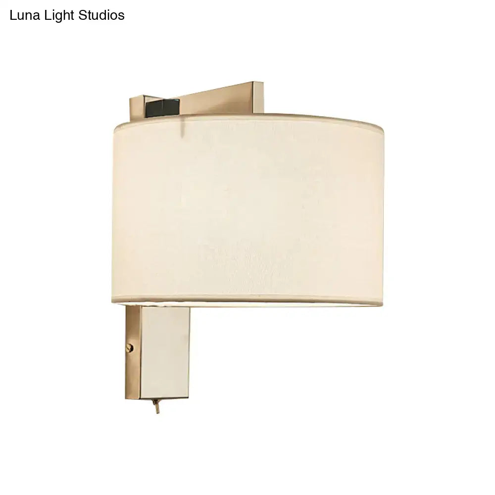 Modern charcoal fabric drum wall sconce bedroom light white & black