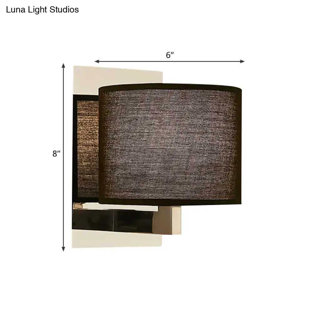 Modern charcoal fabric drum wall sconce bedroom light white & black