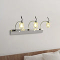 Modern chrome 3 bulb crystal vanity light with three adjustable curved arms and faceted glass shades 220v-240v