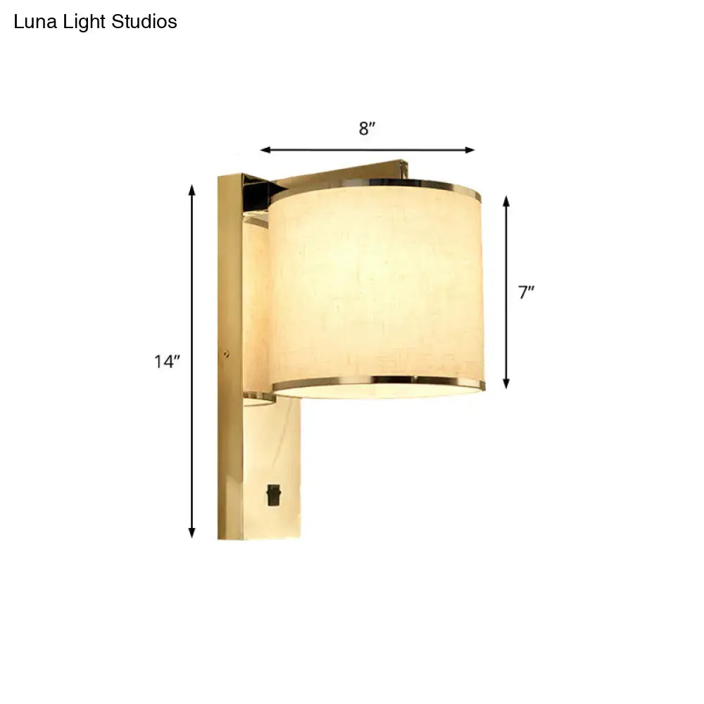 Modern chrome and beige fabric led wall sconce living room light