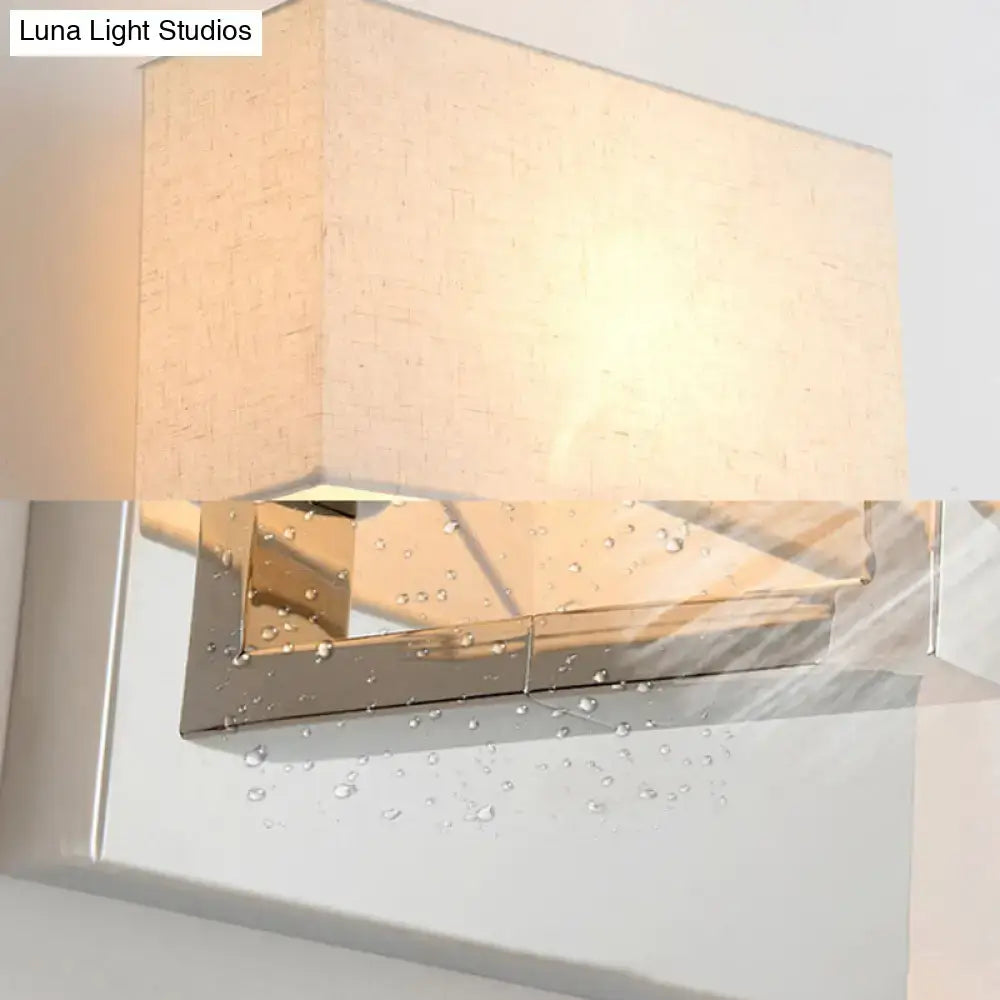Modern chrome and beige fabric shade wall light bedroom sconce