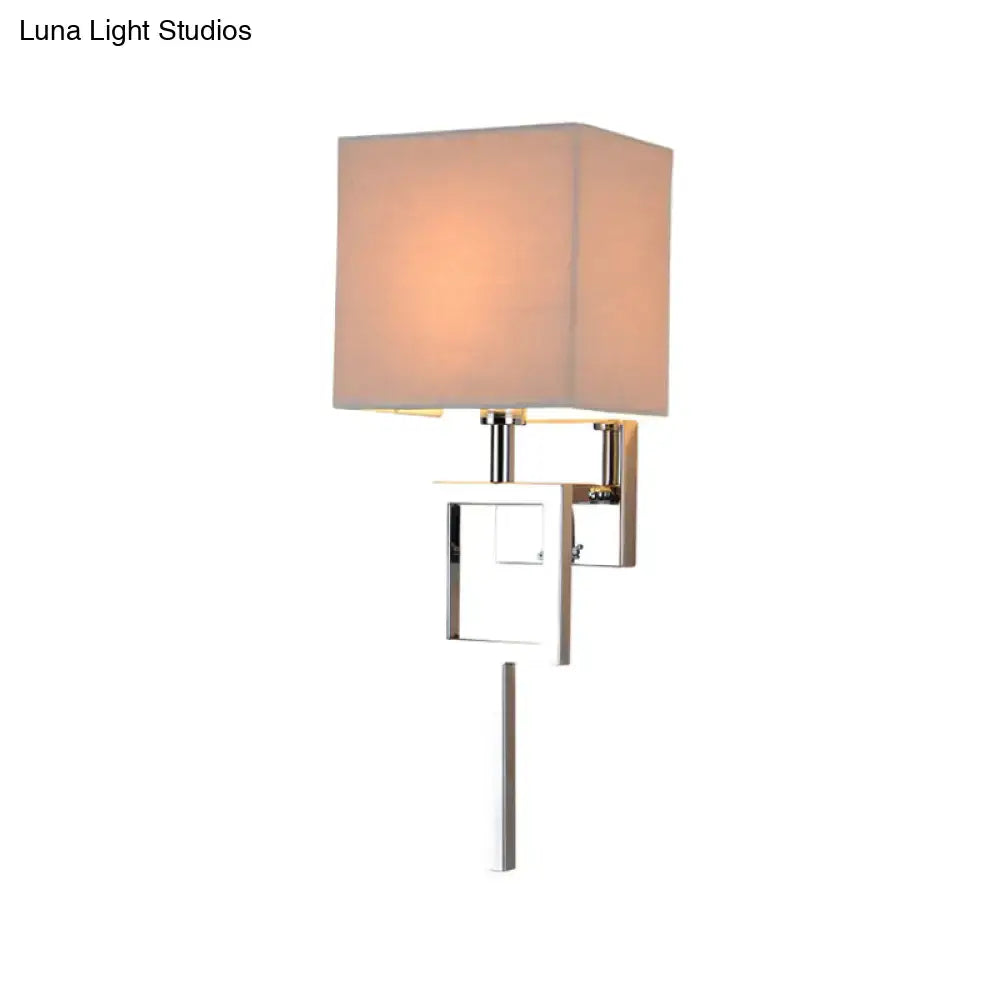 Modern chrome and beige square sconce light bedroom wall lamp
