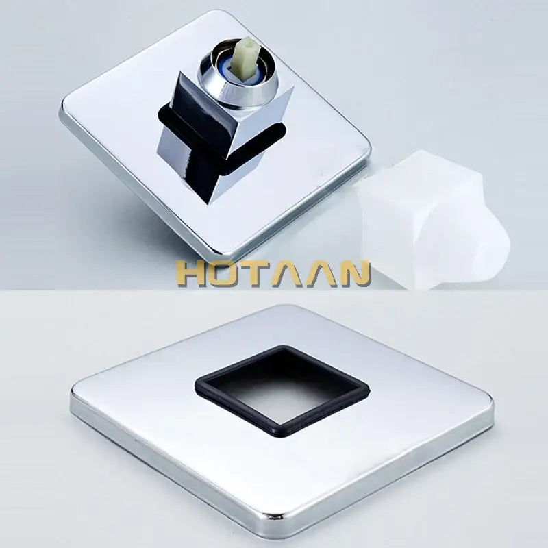 Modern chrome and black square shower mixer valve bathroom faucet