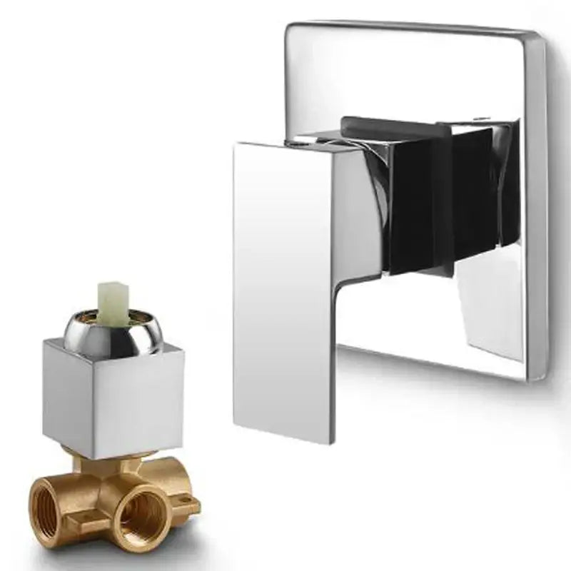 Modern chrome and black square shower mixer valve bathroom faucet