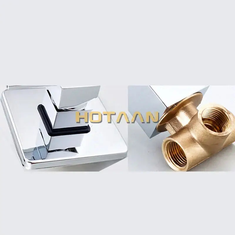 Modern chrome and black square shower mixer valve bathroom faucet