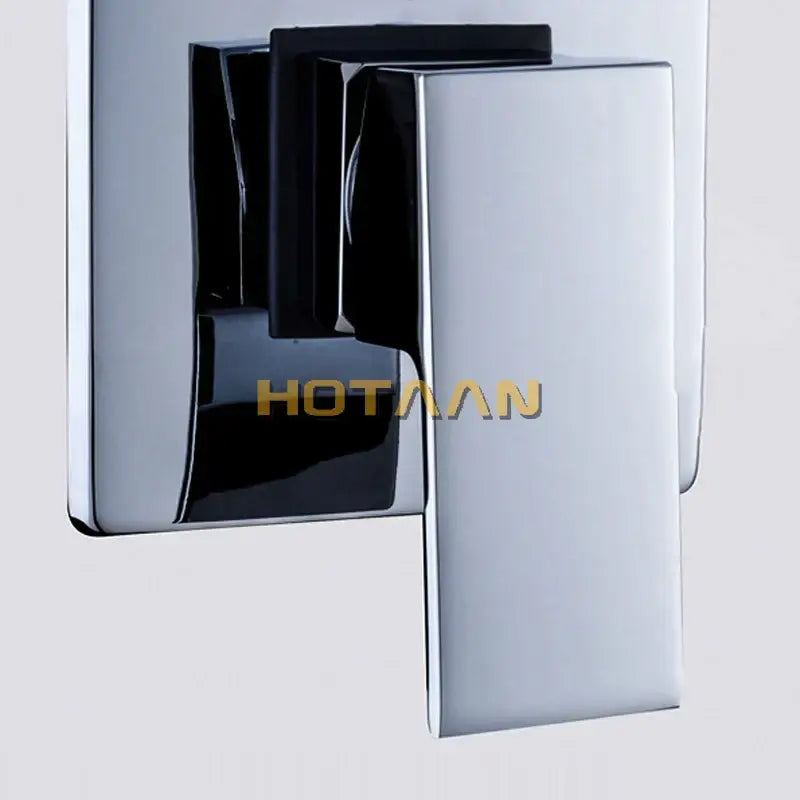 Modern chrome and black square shower mixer valve bathroom faucet