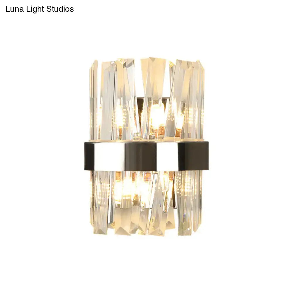 Modern chrome and clear crystal wall lamp bedroom sconce