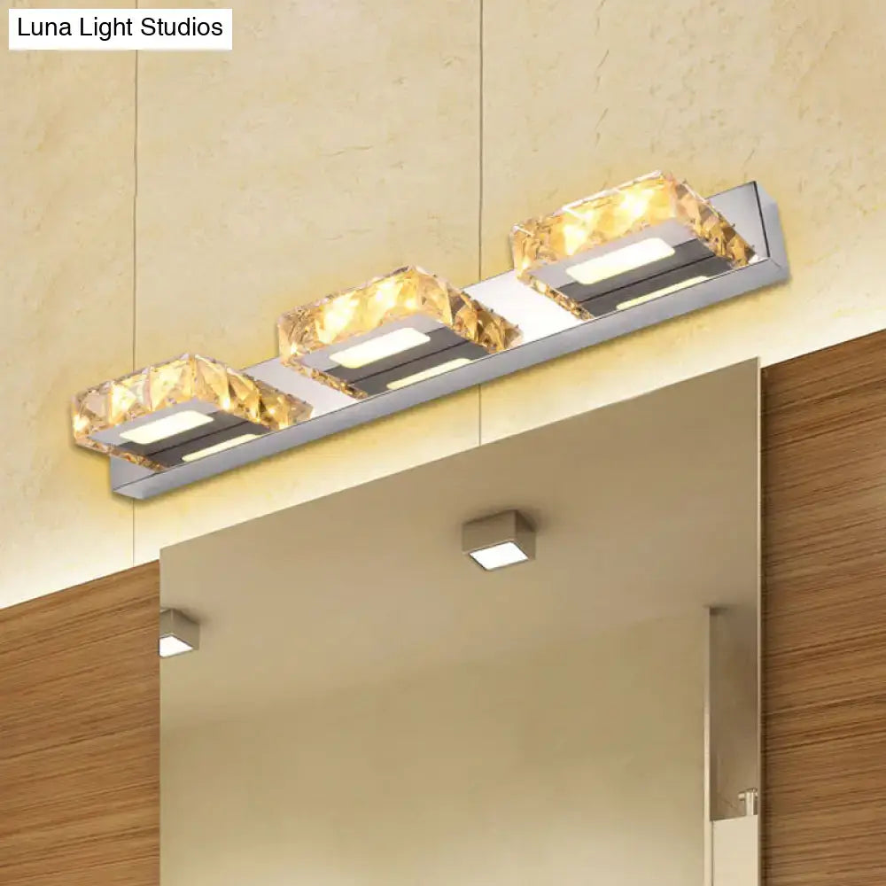 Modern chrome and gold crystal vanity sconce bathroom wall light