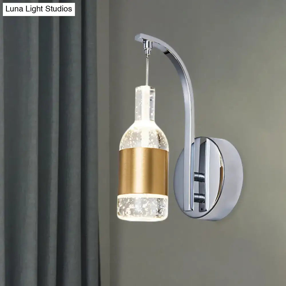 Modern chrome and gold seedy crystal wine bottle sconce dining room