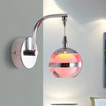 Modern chrome and pink glass wall sconce light bedroom decor