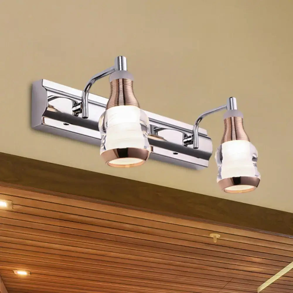 Modern chrome and rose gold vanity wall light bathroom fixture