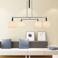 Modern chrome and white fabric pendant light kit dining room e12
