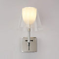 Modern chrome and white glass flared wall sconce living room light