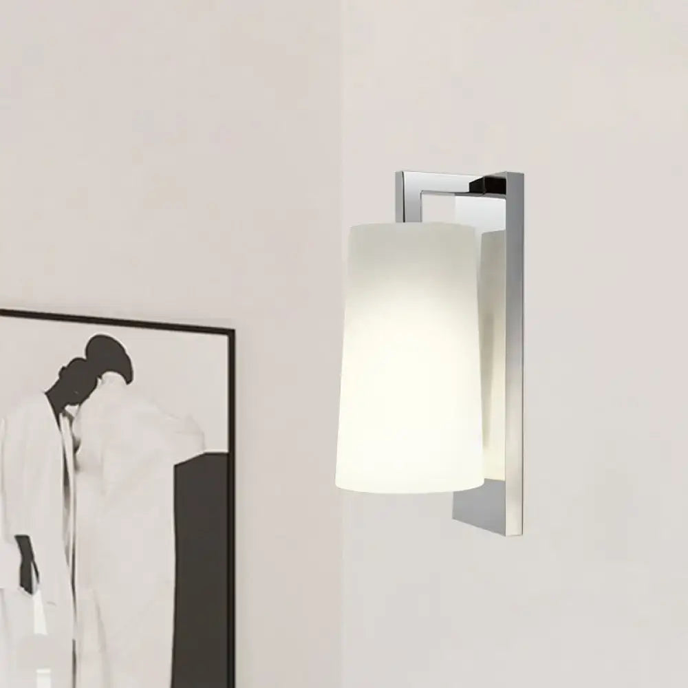 Modern chrome and white glass wall lamp bedroom sconce fixture