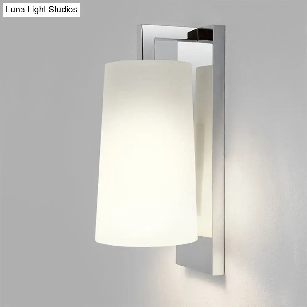 Modern chrome and white glass wall lamp bedroom sconce fixture