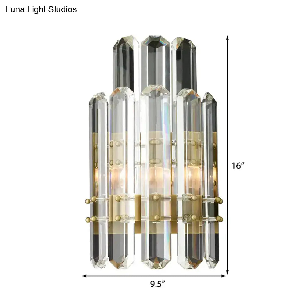 Modern chrome & black crystal wall sconce bedroom direct wired light