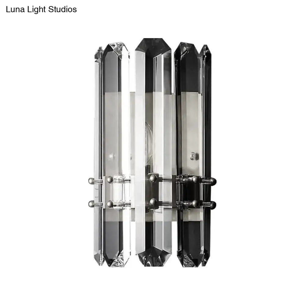 Modern chrome & black crystal wall sconce bedroom direct wired light