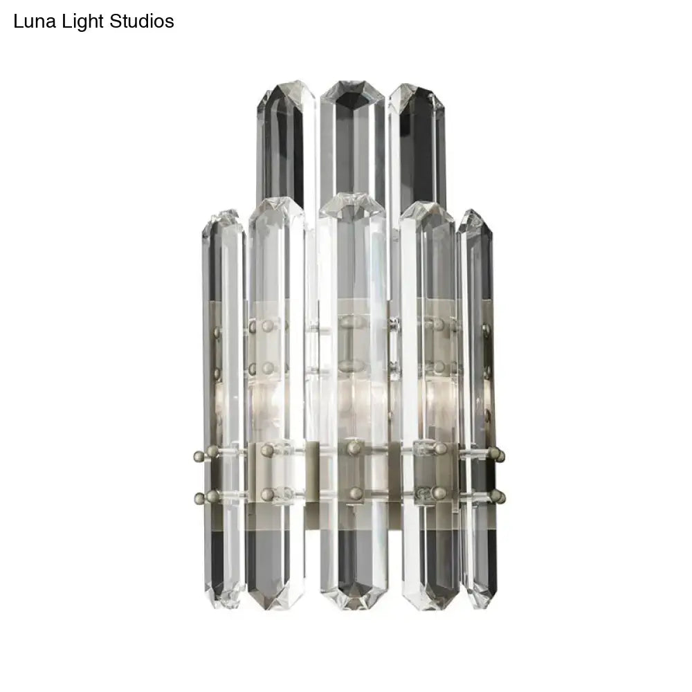 Modern chrome & black crystal wall sconce bedroom direct wired light