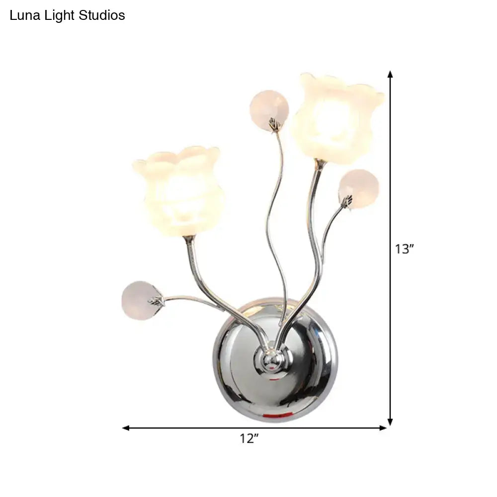 Modern chrome bloom shade wall sconce bedroom crystal light