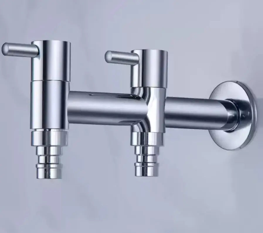Modern chrome brass double handle garden faucet for outdoor and laundry