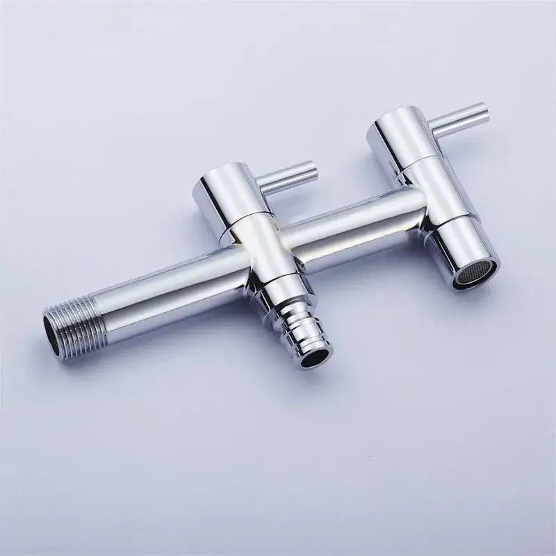 Modern chrome brass double handle garden faucet for outdoor and laundry
