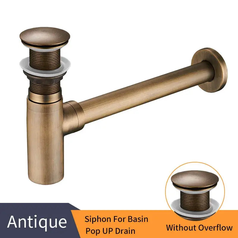 Modern chrome brass round bottle trap bathroom sink drain pipe