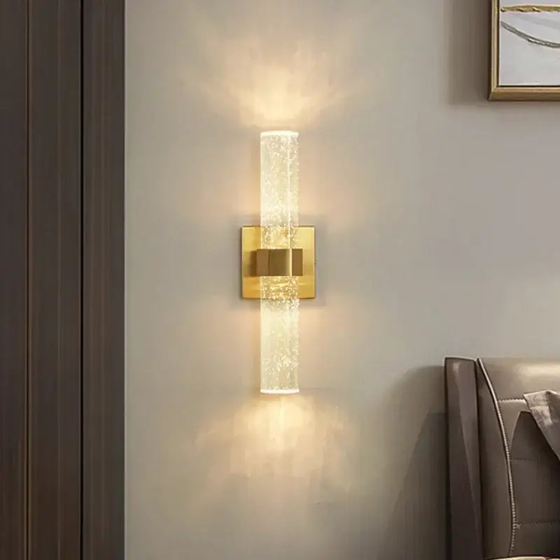 Modern chrome bubble crystal led wall lamp for bathroom living room