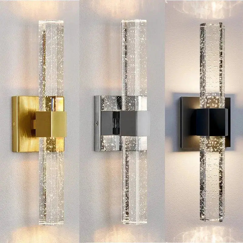 Modern chrome bubble crystal led wall lamp for bathroom living room