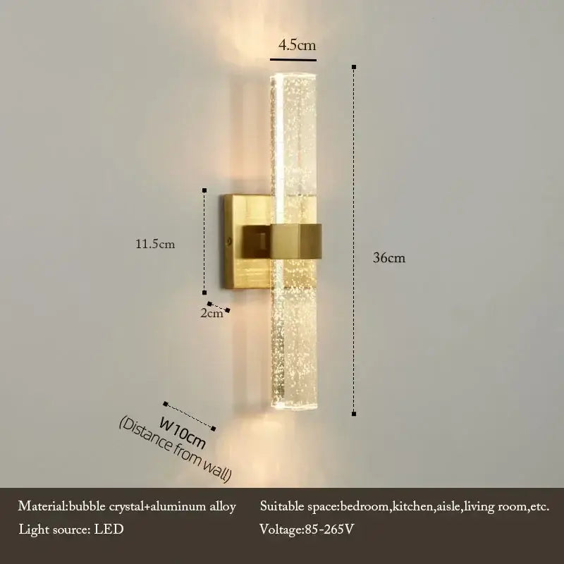 Modern chrome bubble crystal led wall lamp for bathroom living room
