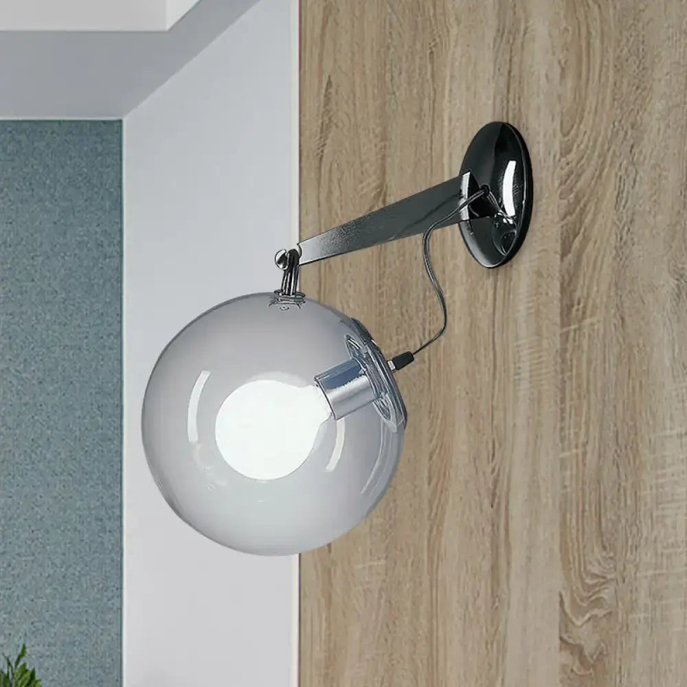 Modern chrome clear glass bubble wall sconce bedroom lamp