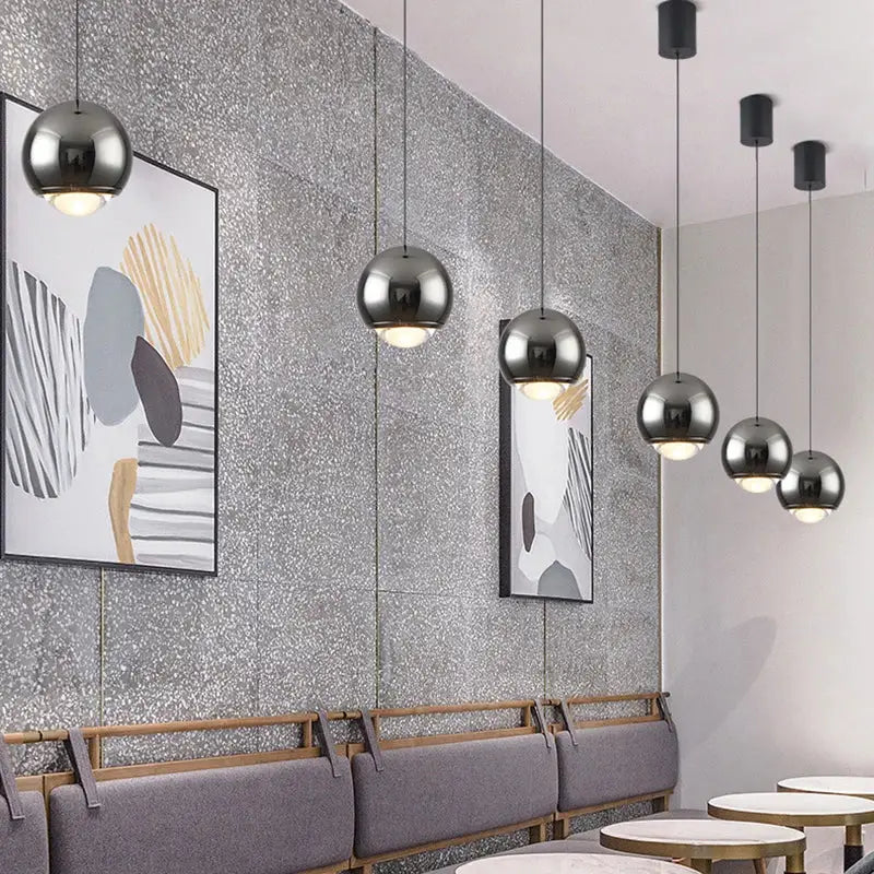 Modern chrome & copper ball pendant light dining room led chandelier