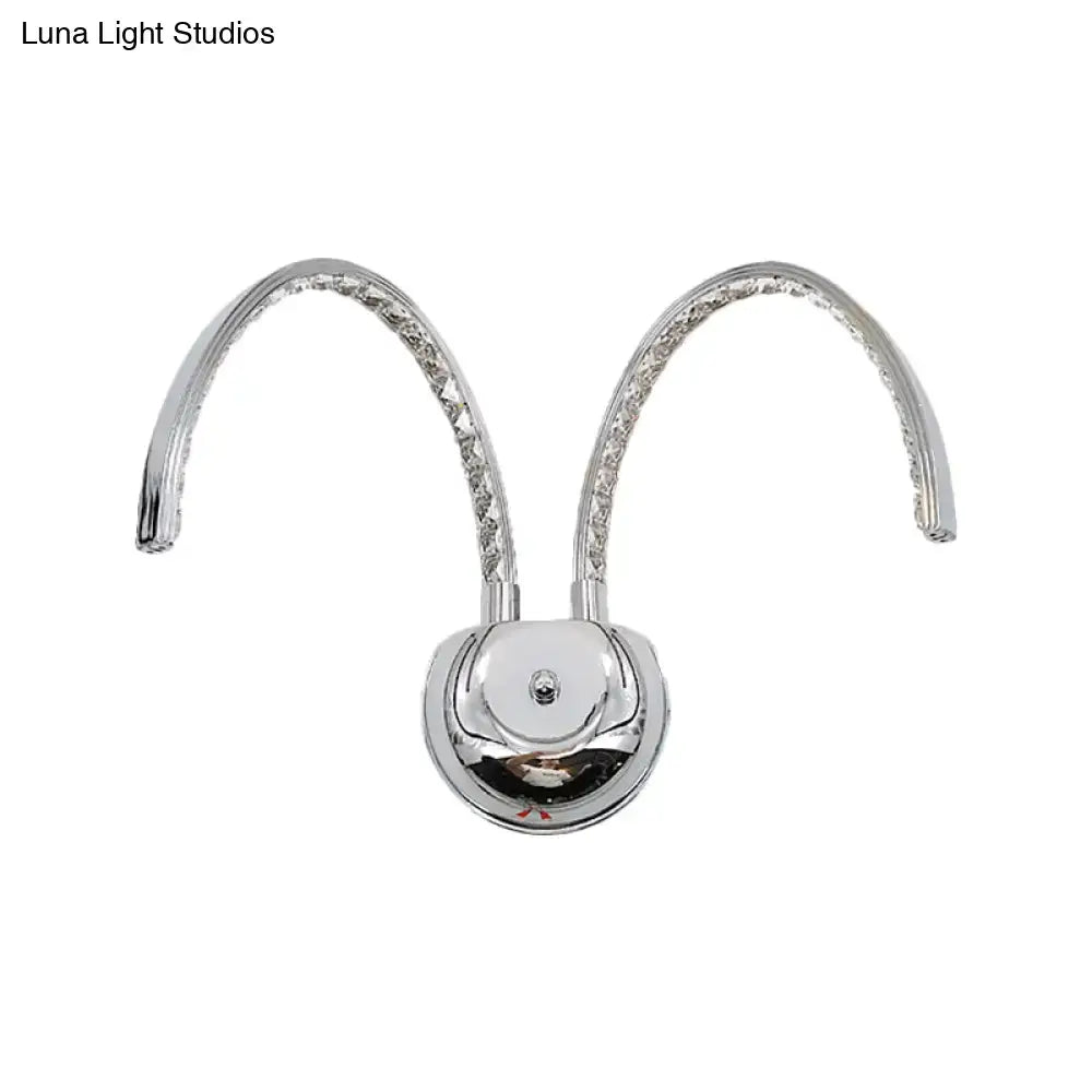 Modern chrome crystal arch wall sconce bedroom warm white light