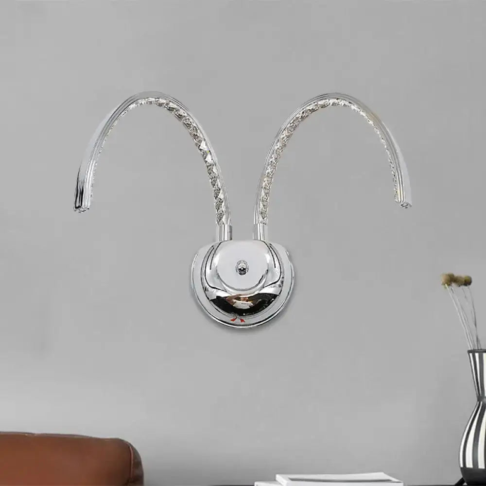 Modern chrome crystal arch wall sconce bedroom warm white light