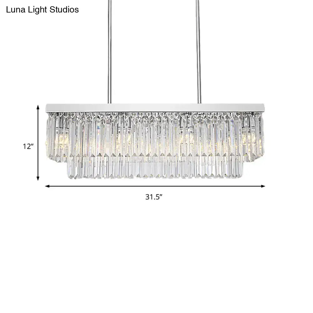 Modern chrome crystal block island light dining room e12 e14 pendant