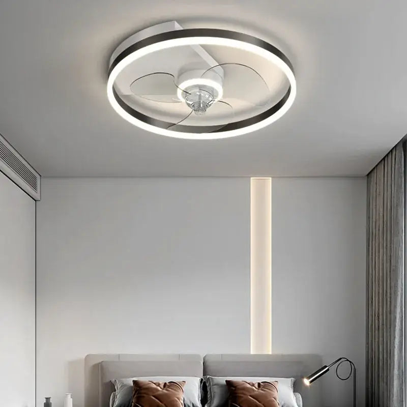 Modern chrome crystal ceiling fan light bedroom remote control