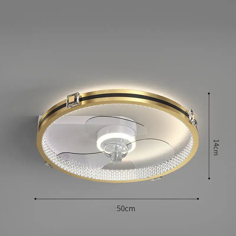 Modern chrome crystal ceiling fan light bedroom remote control