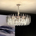 Decorbites modern drum pendant light with clear k9 crystal and polished chrome finish 9 head 18 inches fixture