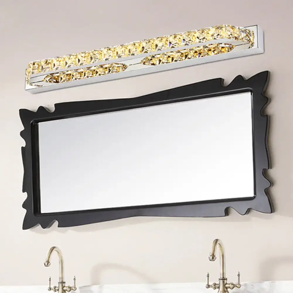 Modern chrome crystal encrusted led wall light bathroom fixture